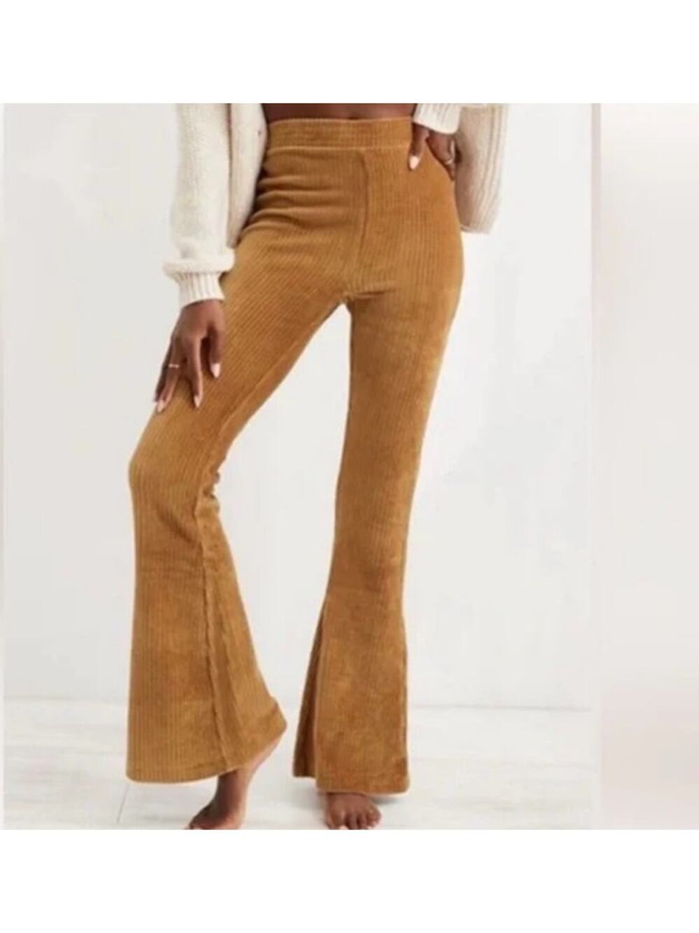 Aerie Groove On Velvet Flare Pants Size M Pull‎ On High Rise Y2K Retro